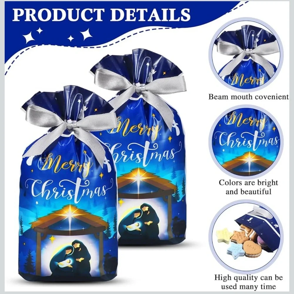 50 Christmas Nativity Gift Bags - Blue and White